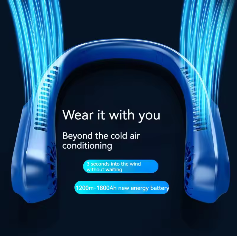 Ventilateur de Cou Portable – 5 Vitesses | USB Rechargeable | Refroidissement Silencieux
